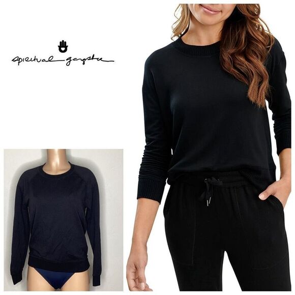 New. Spiritual Gangster black crew neck sweatshirt. Medium. Runs small. Retails - Picture 1 of 7
